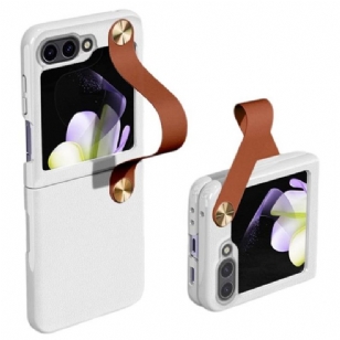 Coque Samsung Galaxy Z Flip 7 FE / Z Flip 6 Ultra-Mince Sangle en Cuir GKK