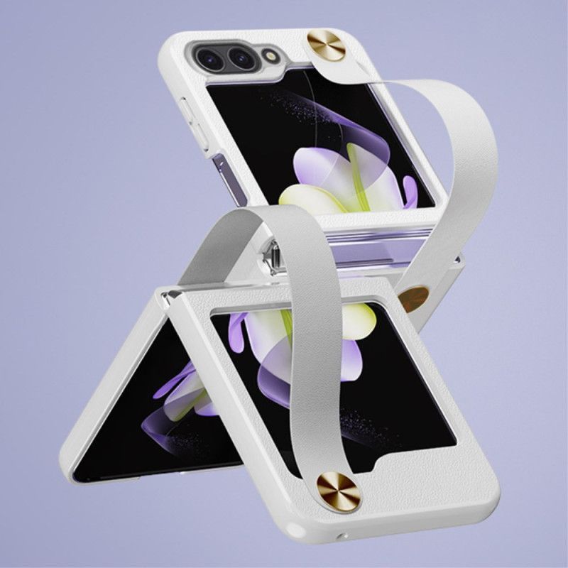 Coque Samsung Galaxy Z Flip 7 FE / Z Flip 6 Ultra-Mince Sangle en Cuir GKK