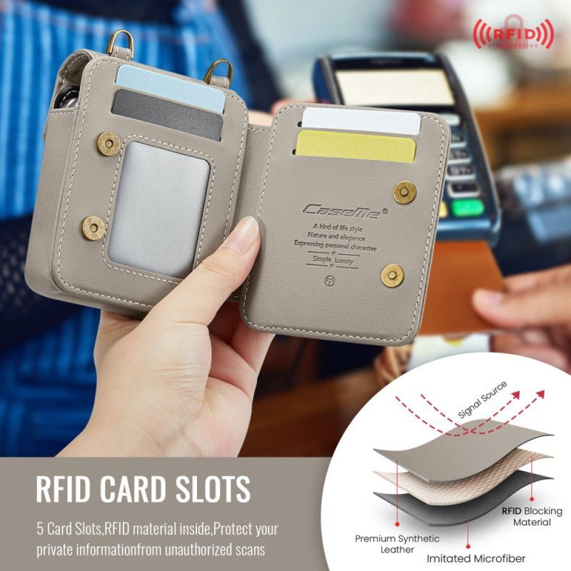 Étui Portefeuille RFID pour Samsung Galaxy Z Flip Bandoulière