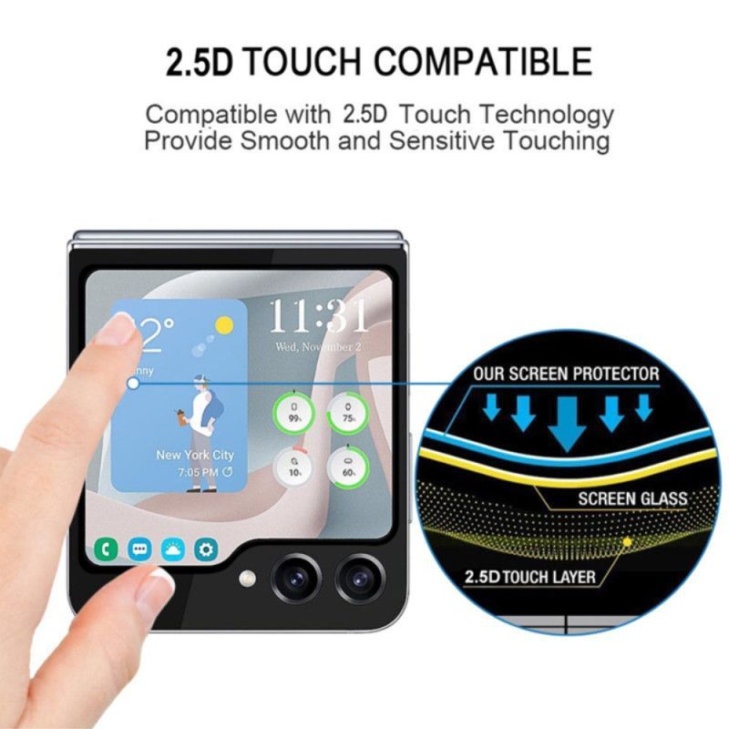 Protection en Verre Trempé pour Écran Samsung Galaxy Z Flip 7 FE / Z Flip 6 Contours Noirs