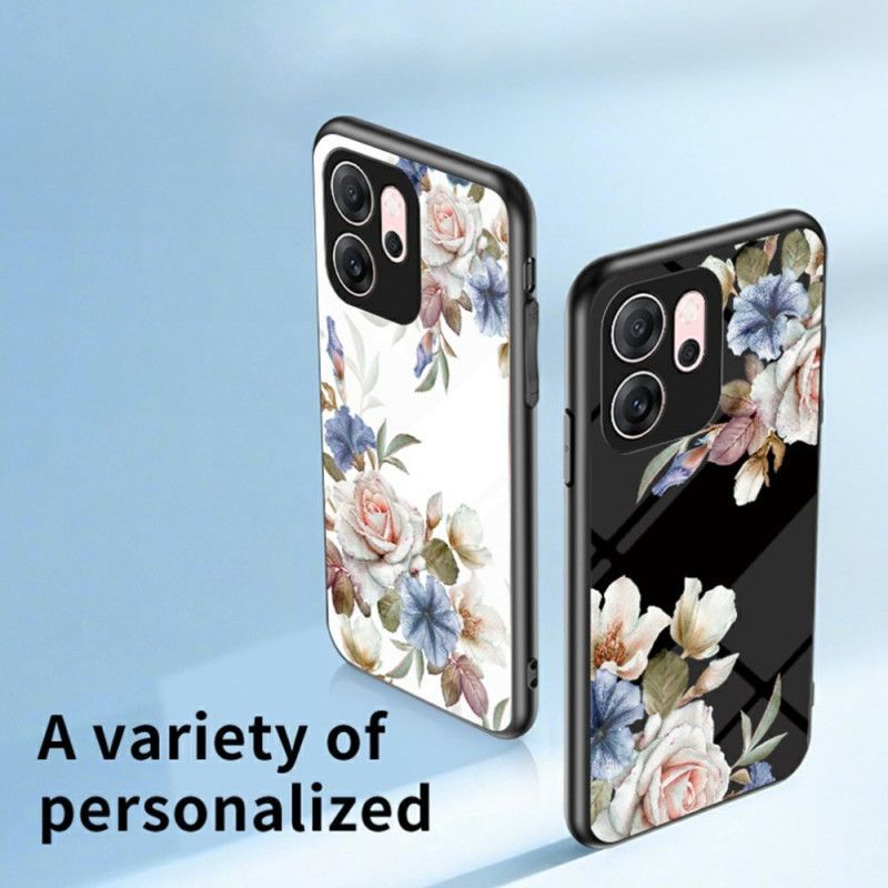 Coque Oppo Reno 14 F 5G Verre Trempé Motif Floral