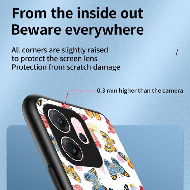 Coque Oppo Reno 14 F 5G Verre Trempé Papillons