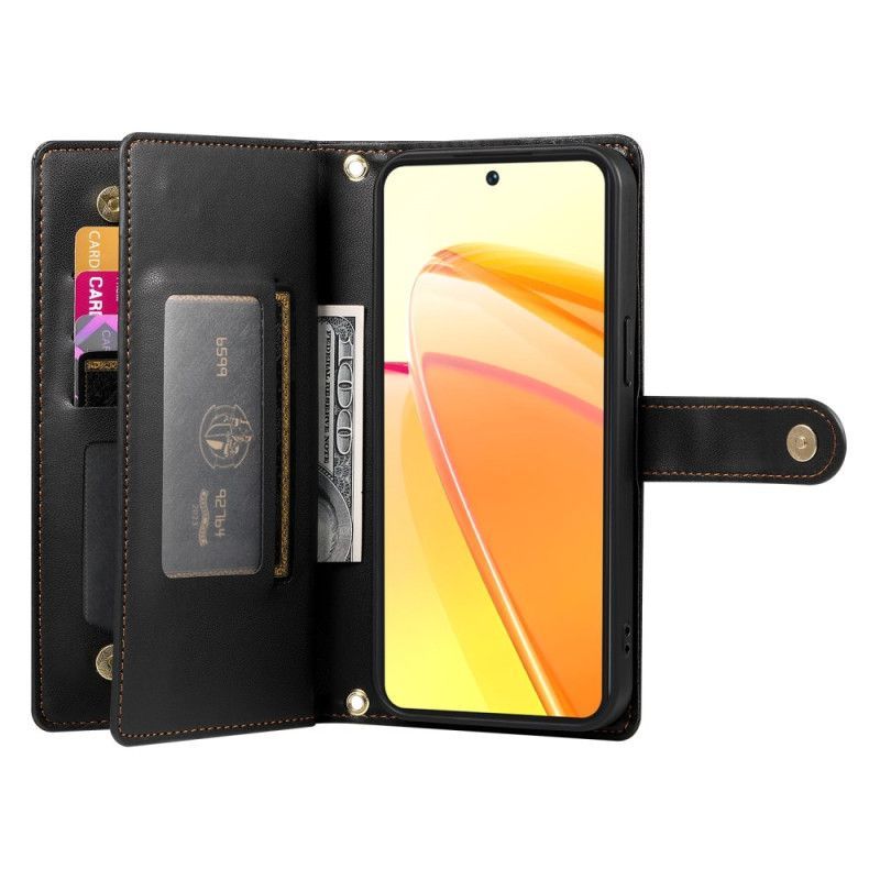 Housse Oppo Reno 14 F 5G Portefeuille avec Lanière et Bandoulière