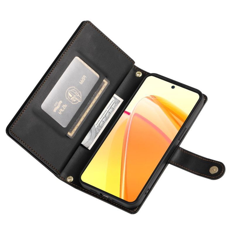 Housse Oppo Reno 14 F 5G Portefeuille avec Lanière et Bandoulière