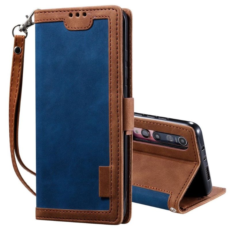 Housse Xiaomi Mi 10 Vintage Portefeuille à Lanière