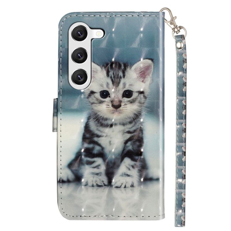 Housse Samsung Galaxy S24 5G Chaton avec Lanière