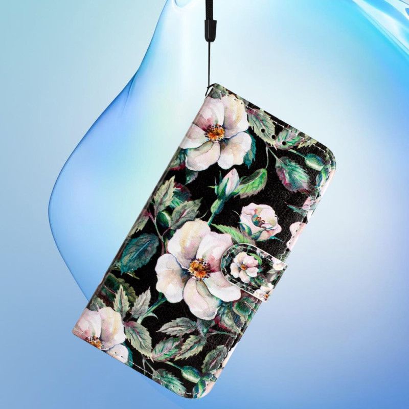 Housse Samsung Galaxy S24 5G Motif Magnolia à Lanière