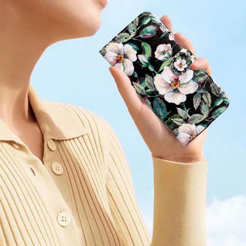 Housse Samsung Galaxy S24 5G Motif Magnolia à Lanière