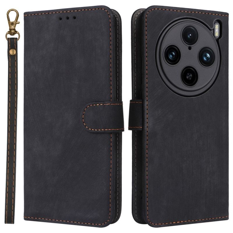 Housse Vivo X100 Pro Effet Daim à Lanière