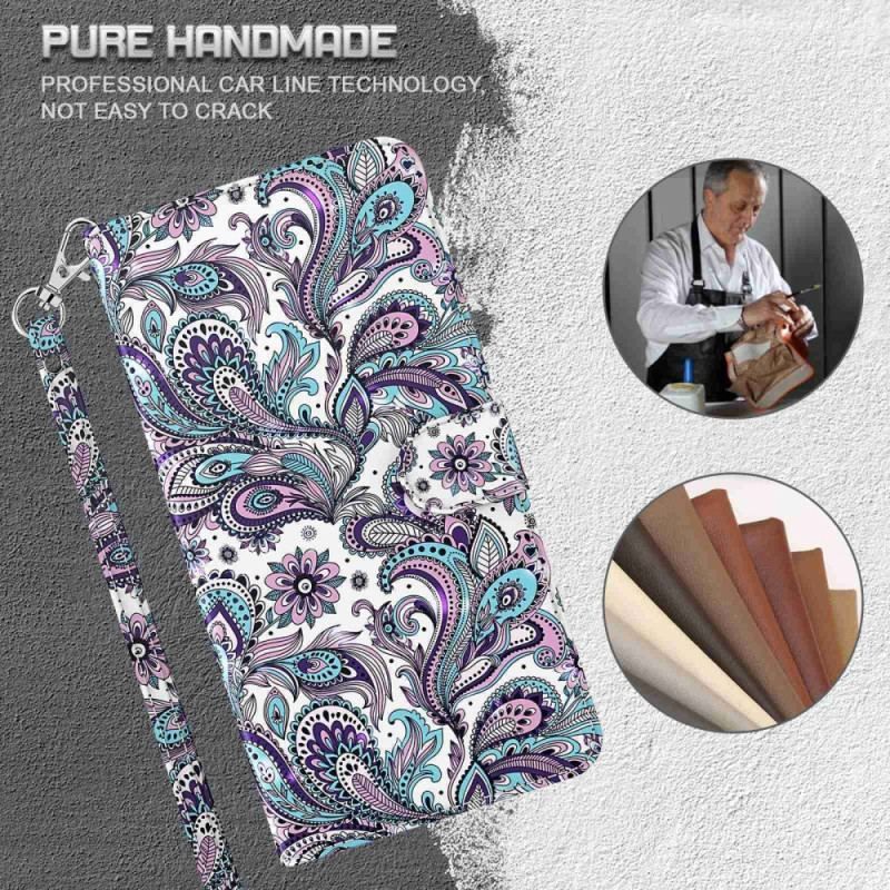 Housse Samsung Galaxy S23 5G Motif Cachemire à Lanière