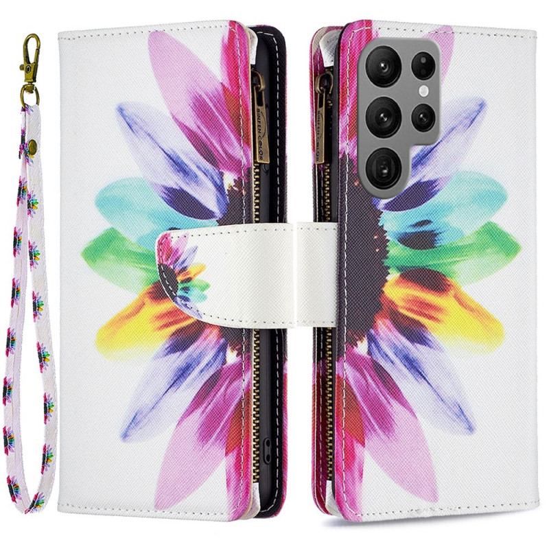 Housse Samsung Galaxy S23 Ultra 5G Portefeuille Fleur