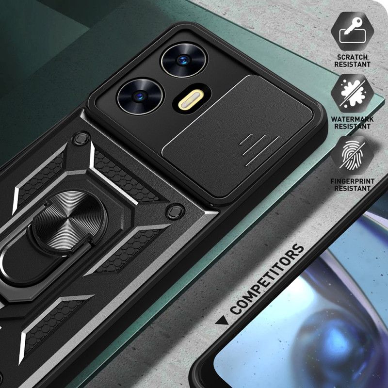 Coque Realme C55 Anneau-Support et Protecteur Objectif Coulissant