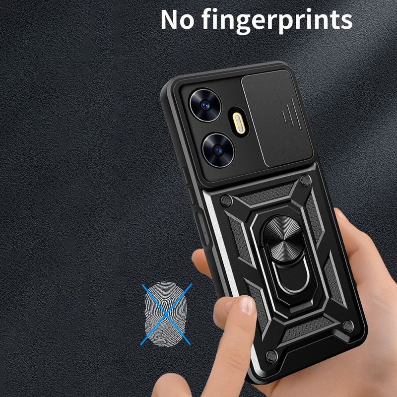 Coque Realme C55 Anneau-Support et Protecteur Objectif Coulissant
