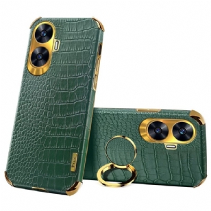 Coque Realme C55 Texture Crocodile avec Anneaiu-Support