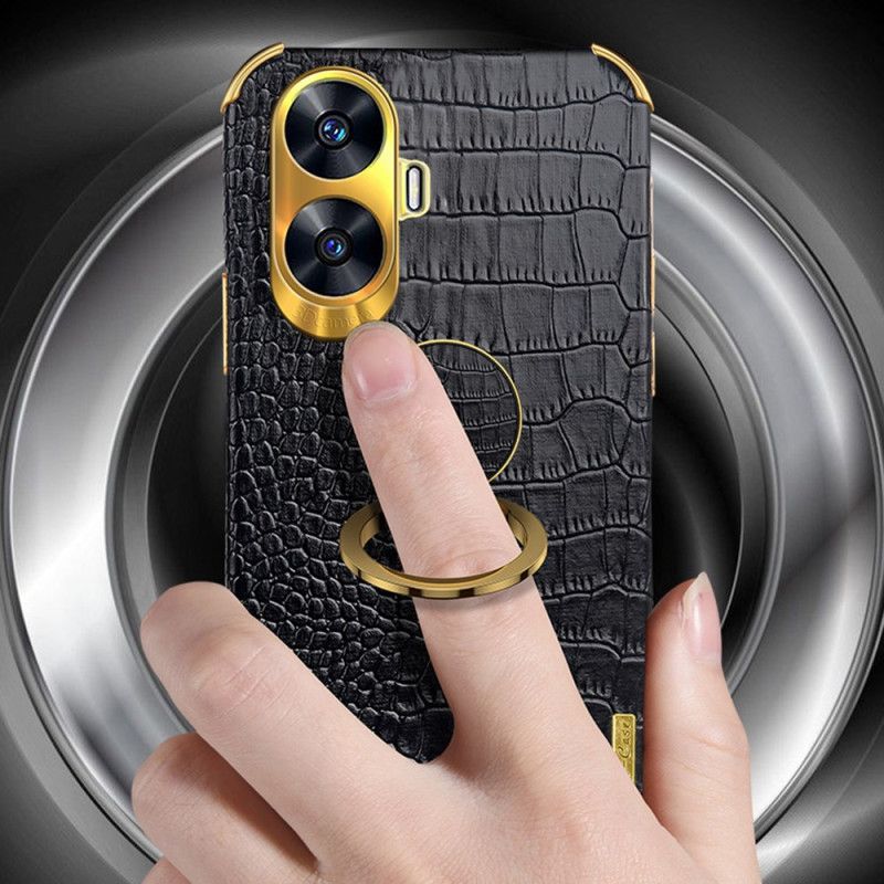 Coque Realme C55 Texture Crocodile avec Anneaiu-Support
