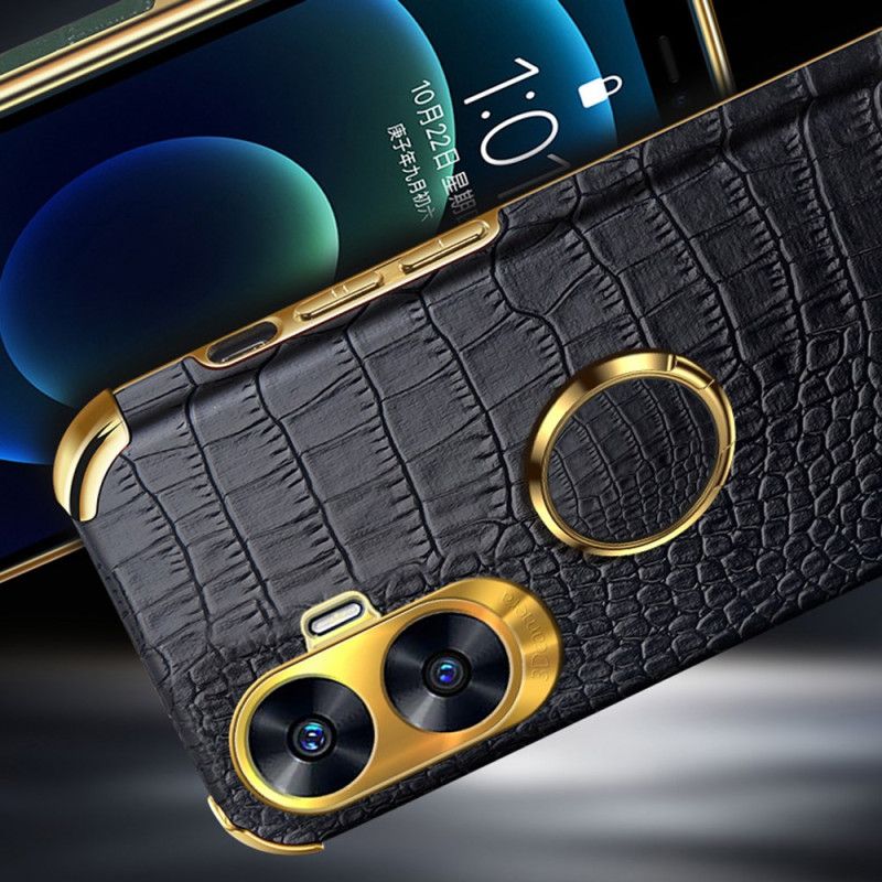Coque Realme C55 Texture Crocodile avec Anneaiu-Support