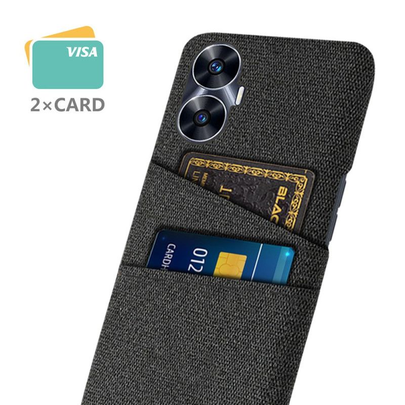 Coque Realme C55 Tissu Double Porte-Cartes