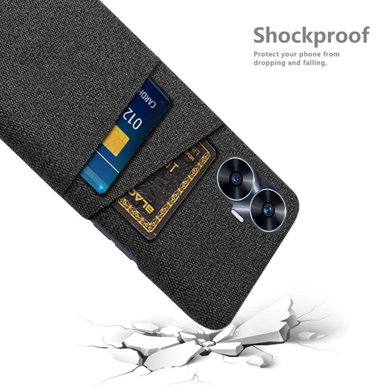 Coque Realme C55 Tissu Double Porte-Cartes
