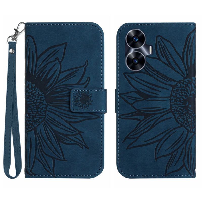 Housse Realme C55 Impression Tournesol à Lanière