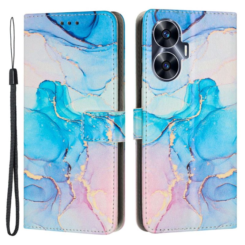 Housse Realme C55 Marbre à Lanière