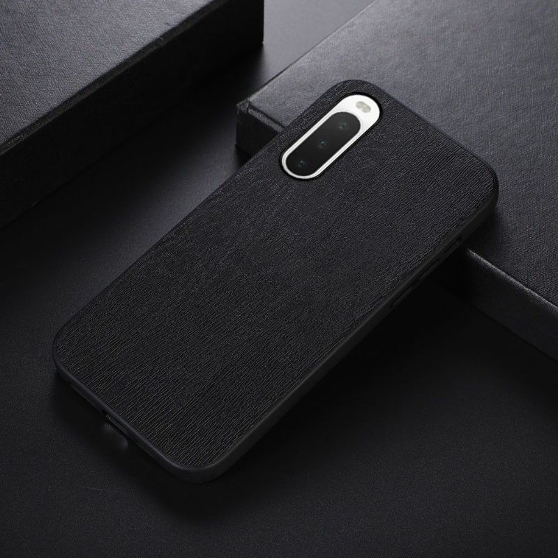 Coque Sony Xperia 10 IV effet cuir style bois
