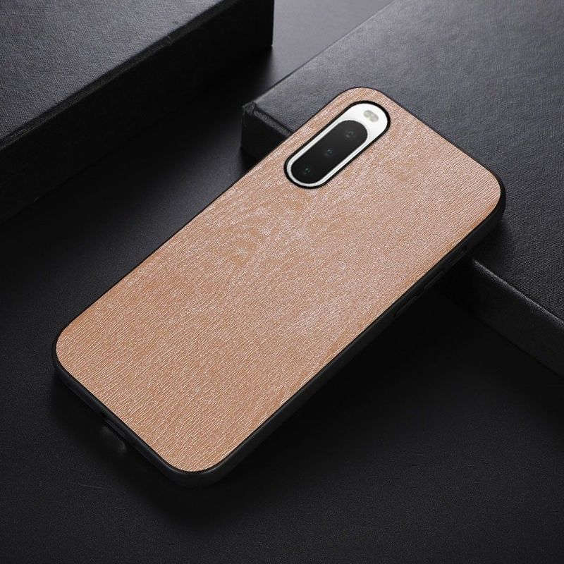 Coque Sony Xperia 10 IV effet cuir style bois