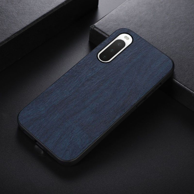 Coque Sony Xperia 10 IV effet cuir style bois