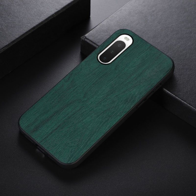 Coque Sony Xperia 10 IV effet cuir style bois