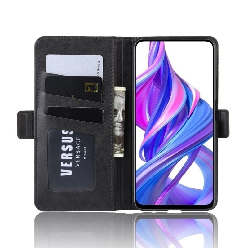 Housse Honor 9X Pro portefeuille revêtement simili cuir mat