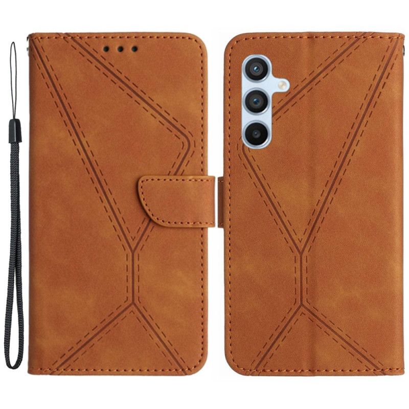 Housse Samsung Galaxy M55 5G Lignes et Pointillés à Lanière