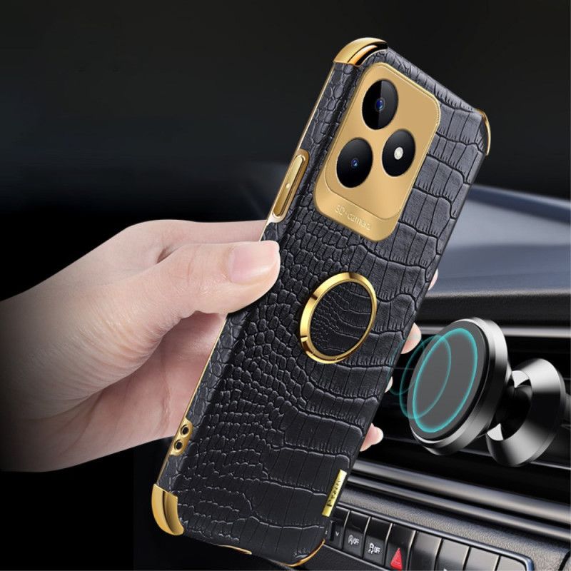 Coque Realme C53 / C51 Anneau-Support Texture Crocodile