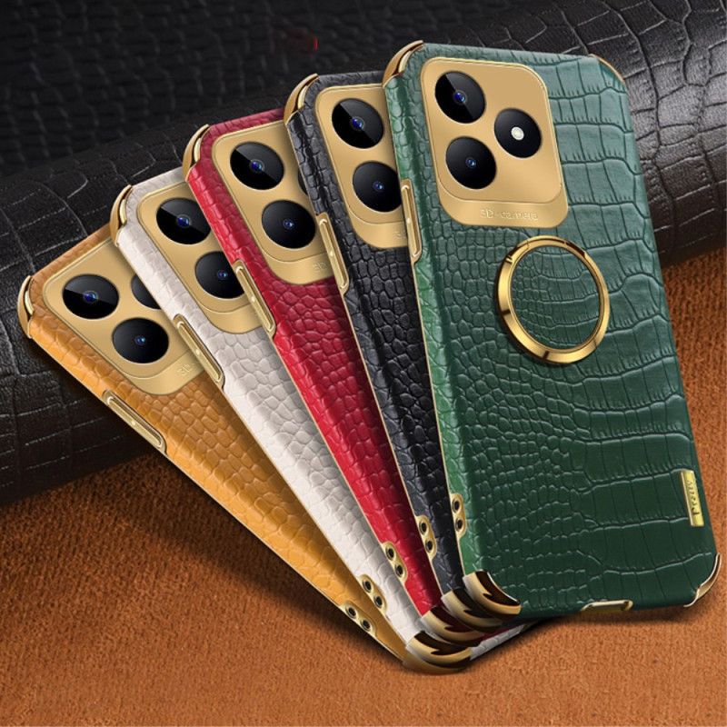 Coque Realme C53 / C51 Anneau-Support Texture Crocodile