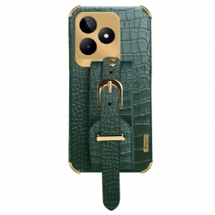 Coque Realme C53 / C51 Bracelet-Support Texture Crocodile
