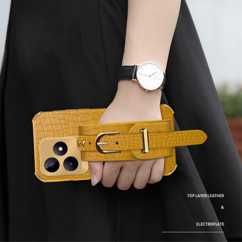 Coque Realme C53 / C51 Bracelet-Support Texture Crocodile