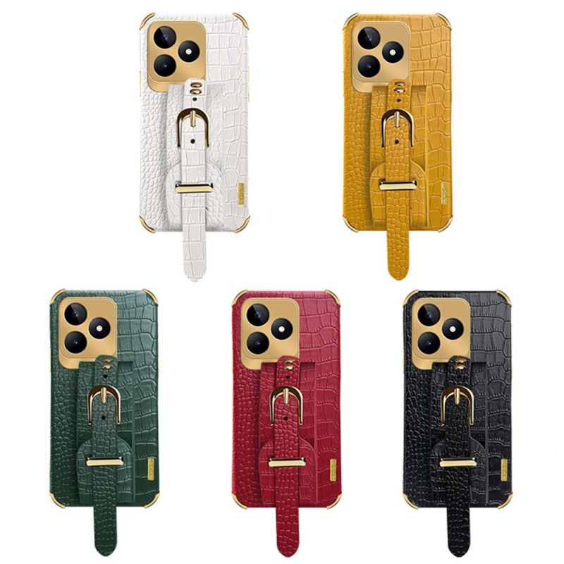 Coque Realme C53 / C51 Bracelet-Support Texture Crocodile