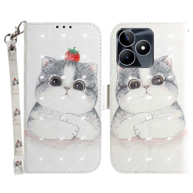 Housse Realme C53 / C51 Chat Mignon à Lanière