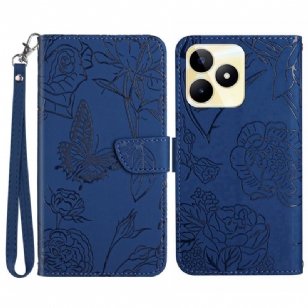 Housse Realme C53 / C51 Impression Papillons à Lanière