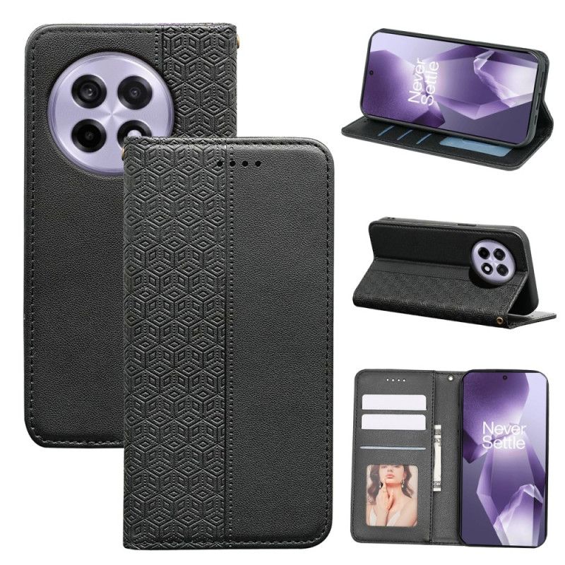 Flip Cover OnePlus 13R 5G Motif Quadrillé à Lanière