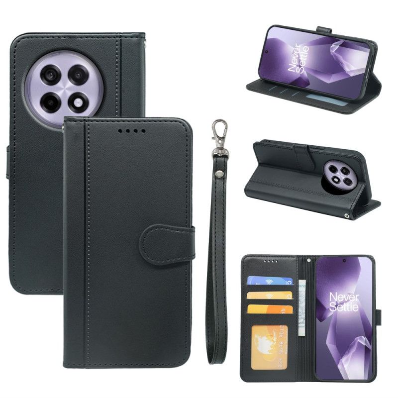 Housse OnePlus 13R 5G Double Porte-Cartes à Lanière