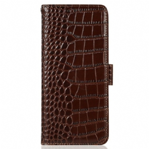 Housse OnePlus 13R Cuir Véritable Texture Crocodile