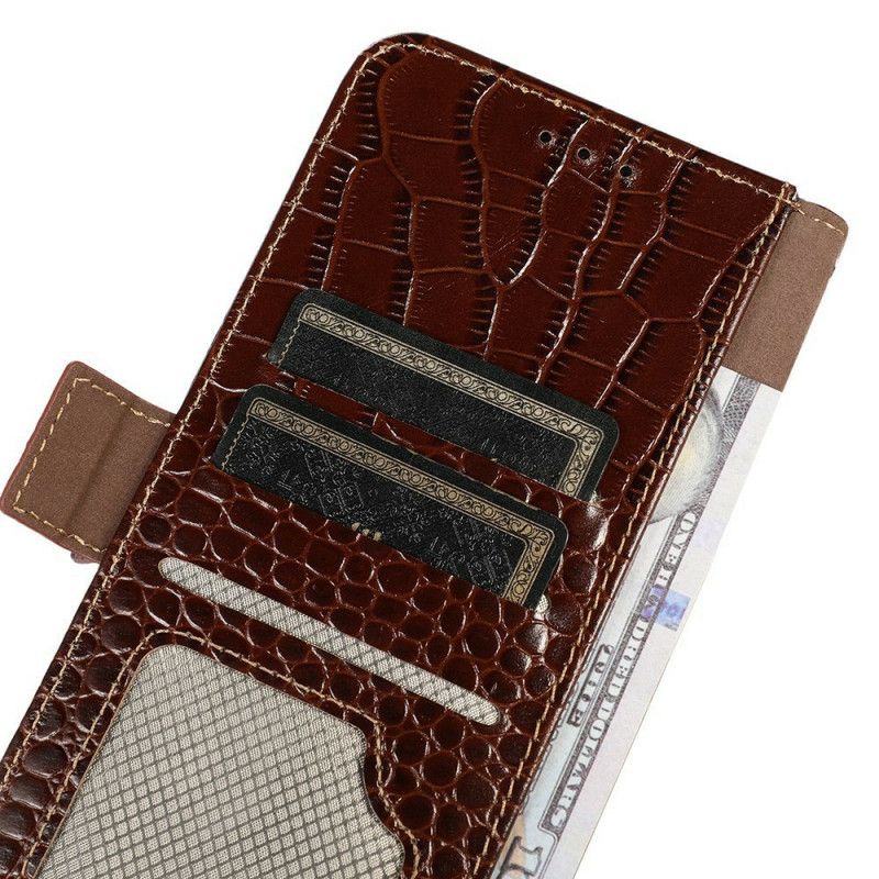 Housse OnePlus 13R Cuir Véritable Texture Crocodile