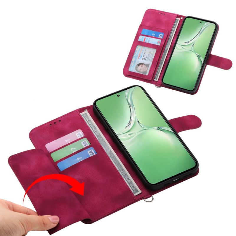 Housse OnePlus 13R Effet Daim Dentelle avec Lanière et Bandoulière