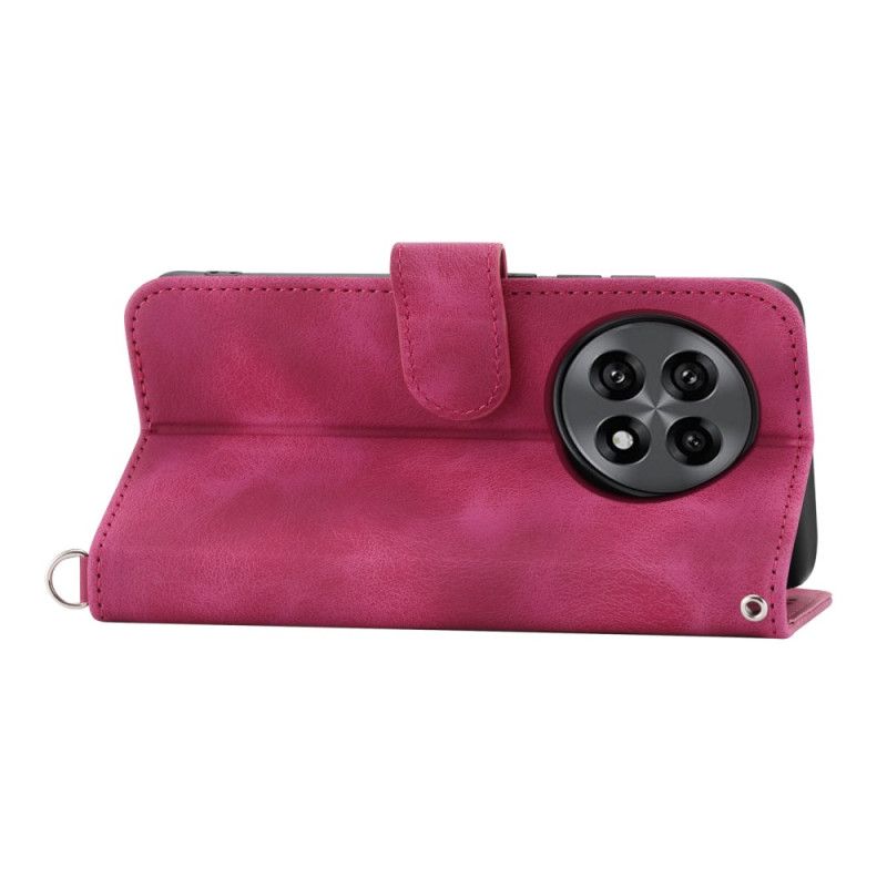 Housse OnePlus 13R Effet Daim Dentelle avec Lanière et Bandoulière