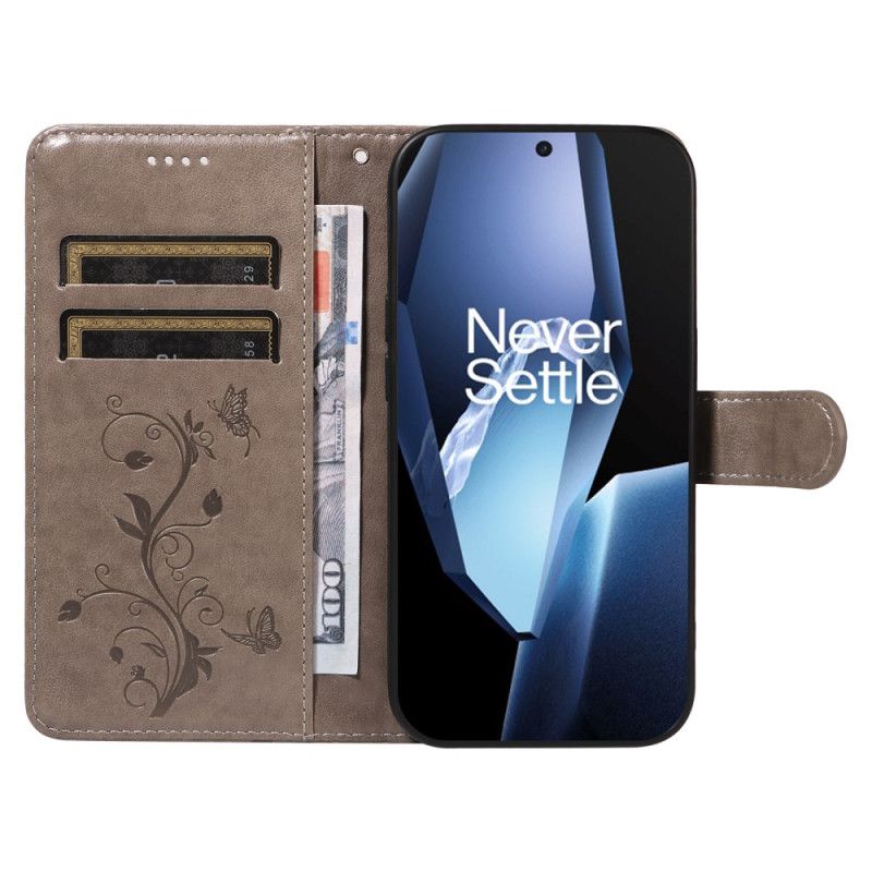 Housse OnePlus 13R Motif Floral à Lanière