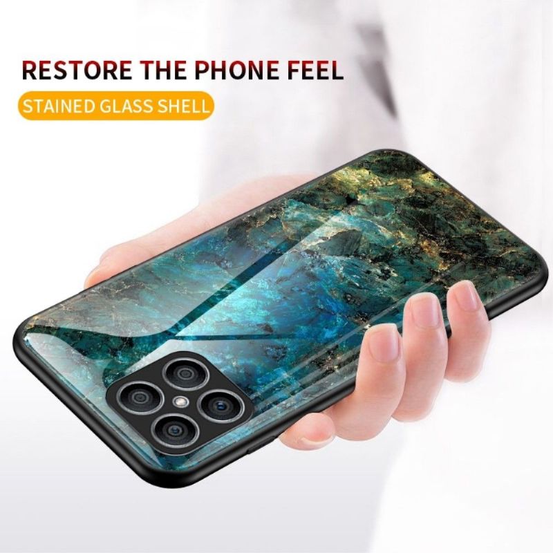 Coque Honor X8 Marbre Océane dos en verre