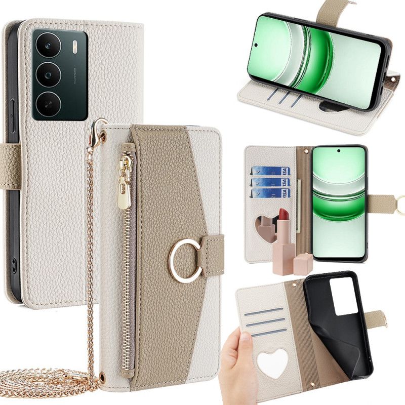 Housse Realme C71 Portefeuille Miroir et Chaîne