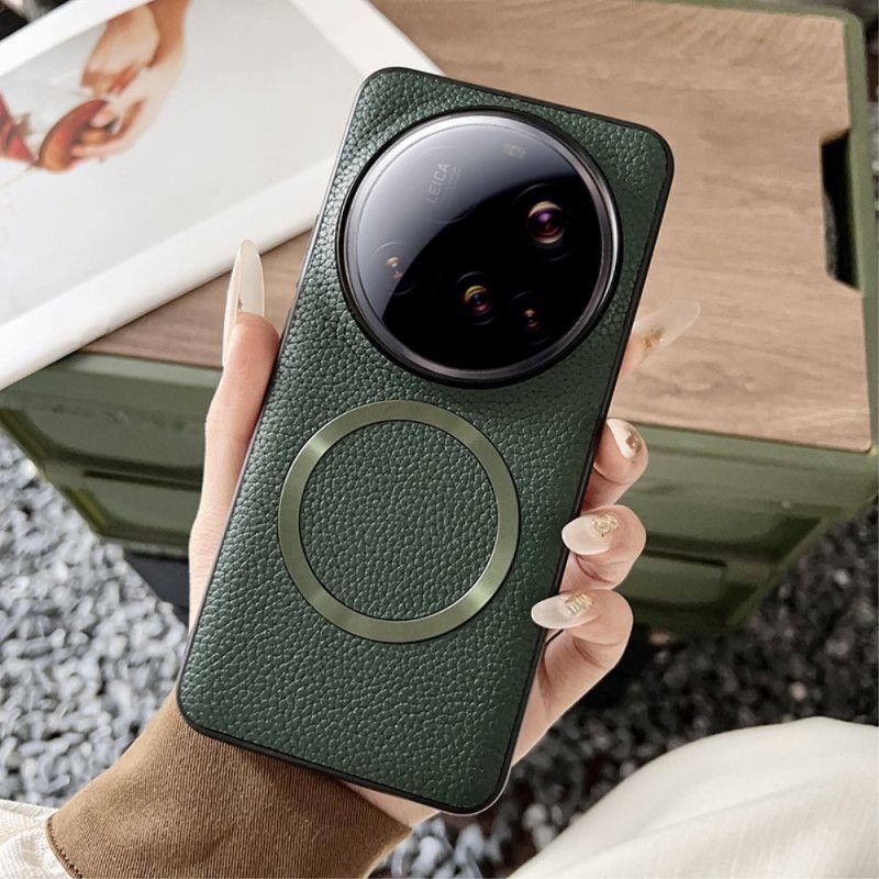 Coque Xiaomi 15 Ultra Compatible MagSafe Effet Cuir Litchi