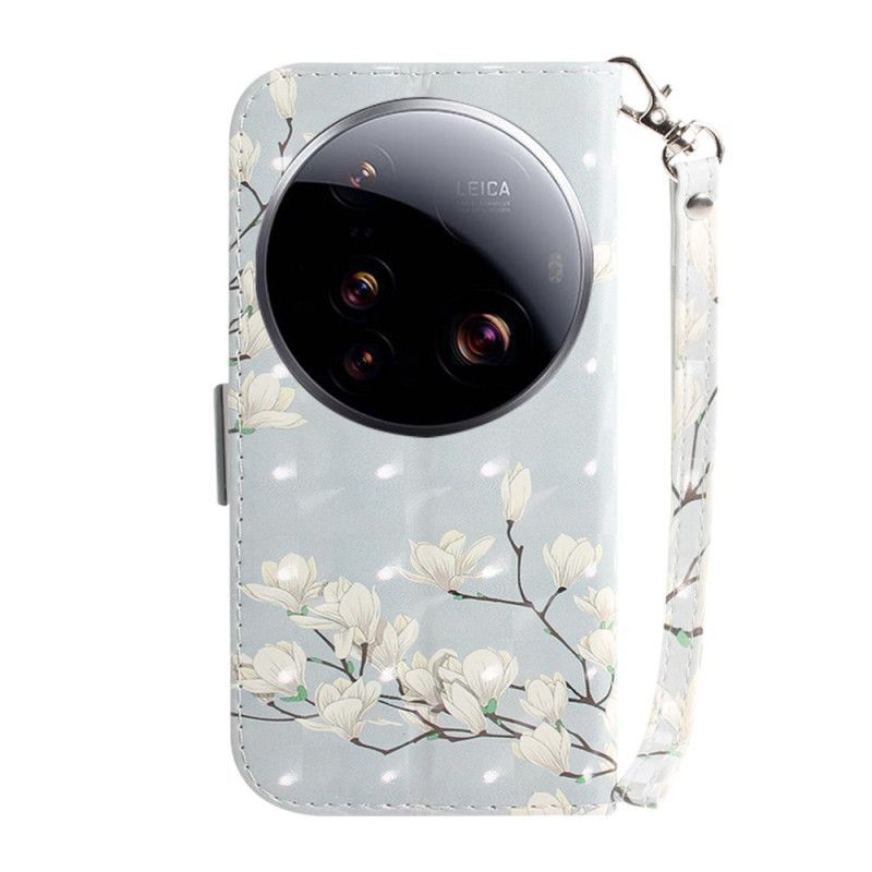 Housse Xiaomi 15 Ultra Magnolias à Lanière