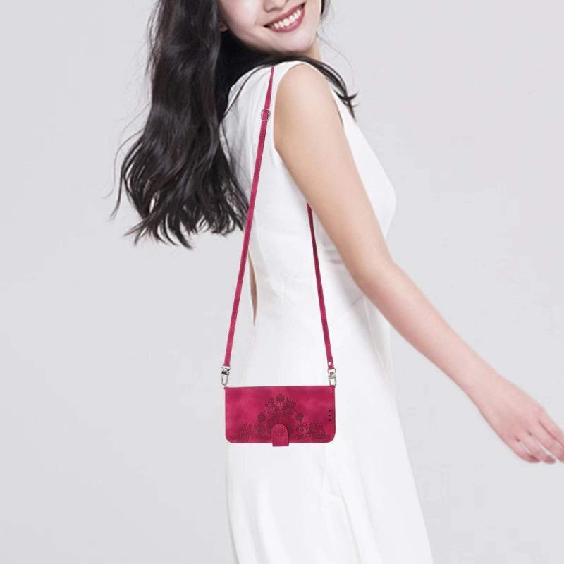 Housse Xiaomi 15 Ultra Motif Floral avec Lanière et Bandoulière