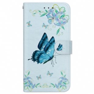 Housse Xiaomi 15 Ultra Papillon Bleu et Fleurs